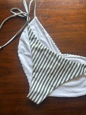 Londre Green and White Striped Bikini Bottom